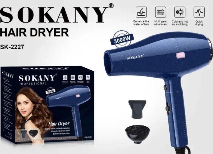 سشوار حرفه ای sokany sk-2227 با 2 سرعت و 2 درجه حرارت